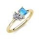 4 - Nadya Pear Shape IGI Certified Lab Grown Diamond & Emerald Shape Blue Topaz 2 Stone Duo Ring 