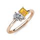 4 - Nadya Pear Shape IGI Certified Lab Grown Diamond & Emerald Shape Citrine 2 Stone Duo Ring 