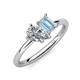 4 - Nadya Pear Shape IGI Certified Lab Grown Diamond & Emerald Shape Aquamarine 2 Stone Duo Ring 