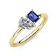 4 - Nadya Pear Shape IGI Certified Lab Grown Diamond & Emerald Shape Iolite 2 Stone Duo Ring 