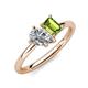 4 - Nadya Pear Shape IGI Certified Lab Grown Diamond & Emerald Shape Peridot 2 Stone Duo Ring 