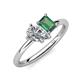 4 - Nadya Pear Shape IGI Certified Lab Grown Diamond & Emerald Shape Lab Created Alexandrite 2 Stone Duo Ring 