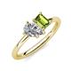 4 - Nadya Pear Shape IGI Certified Lab Grown Diamond & Emerald Shape Peridot 2 Stone Duo Ring 