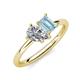 4 - Nadya Pear Shape IGI Certified Lab Grown Diamond & Emerald Shape Aquamarine 2 Stone Duo Ring 