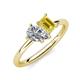 4 - Nadya Pear Shape IGI Certified Lab Grown Diamond & Emerald Shape Yellow Sapphire 2 Stone Duo Ring 