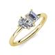 4 - Nadya Pear Shape IGI Certified Lab Grown Diamond & Emerald Shape Forever Brilliant Moissanite 2 Stone Duo Ring 