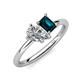 4 - Nadya Pear Shape IGI Certified Lab Grown Diamond & Emerald Shape London Blue Topaz 2 Stone Duo Ring 