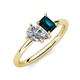 4 - Nadya Pear Shape IGI Certified Lab Grown Diamond & Emerald Shape London Blue Topaz 2 Stone Duo Ring 