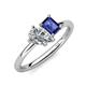 4 - Nadya Pear Shape IGI Certified Lab Grown Diamond & Emerald Shape Iolite 2 Stone Duo Ring 