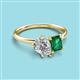 3 - Nadya Pear Shape GIA Certified Diamond & Emerald Shape Emerald 2 Stone Duo Ring 