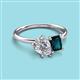 3 - Nadya Pear Shape GIA Certified Diamond & Emerald Shape London Blue Topaz 2 Stone Duo Ring 