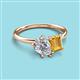 3 - Nadya Pear Shape GIA Certified Diamond & Emerald Shape Citrine 2 Stone Duo Ring 