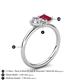 5 - Nadya Pear Shape IGI Certified Lab Grown Diamond & Emerald Shape Ruby 2 Stone Duo Ring 