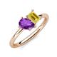 4 - Nadya Pear Shape Amethyst & Emerald Shape Yellow Sapphire 2 Stone Duo Ring 