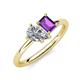 4 - Nadya Pear Shape GIA Certified Diamond & Emerald Shape Amethyst 2 Stone Duo Ring 