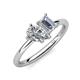 4 - Nadya Pear Shape GIA Certified Diamond & Emerald Shape Forever One Moissanite 2 Stone Duo Ring 