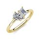 4 - Nadya Pear Shape GIA Certified Diamond & Emerald Shape White Sapphire 2 Stone Duo Ring 