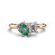 1 - Nadya Pear Shape Lab Created Alexandrite & Emerald Shape Certified Lab Grown Diamond 2 Stone Duo Ring 