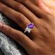 6 - Nadya Pear Shape Amethyst & Emerald Shape GIA Certified Diamond 2 Stone Duo Ring 