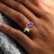 6 - Nadya Pear Shape Amethyst & Emerald Shape Peridot 2 Stone Duo Ring 