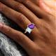 6 - Nadya Pear Shape Amethyst & Emerald Shape Aquamarine 2 Stone Duo Ring 