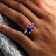 6 - Nadya Pear Shape Amethyst & Emerald Shape Blue Sapphire 2 Stone Duo Ring 