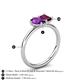 5 - Nadya Pear Shape Amethyst & Emerald Shape Rhodolite Garnet 2 Stone Duo Ring 