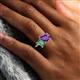 6 - Nadya Pear Shape Amethyst & Emerald Shape Lab Created Alexandrite 2 Stone Duo Ring 