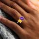 6 - Nadya Pear Shape Amethyst & Emerald Shape Citrine 2 Stone Duo Ring 