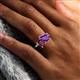 6 - Nadya Pear Shape Amethyst & Emerald Shape Rhodolite Garnet 2 Stone Duo Ring 