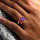 6 - Nadya Pear Shape Amethyst & Emerald Shape Ruby 2 Stone Duo Ring 