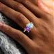 6 - Nadya Pear Shape Aquamarine & Emerald Shape Amethyst 2 Stone Duo Ring 