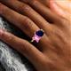 6 - Nadya Pear Shape Lab Created Blue Sapphire & Emerald Shape Pink Sapphire 2 Stone Duo Ring 