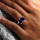 6 - Nadya Pear Shape Lab Created Blue Sapphire & Emerald Shape Blue Sapphire 2 Stone Duo Ring 