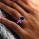 6 - Nadya Pear Shape Lab Created Blue Sapphire & Emerald Shape Amethyst 2 Stone Duo Ring 