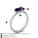 5 - Nadya Pear Shape Lab Created Blue Sapphire & Emerald Shape Rhodolite Garnet 2 Stone Duo Ring 