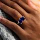 6 - Nadya Pear Shape Lab Created Blue Sapphire & Emerald Shape Blue Sapphire 2 Stone Duo Ring 