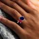 6 - Nadya Pear Shape Lab Created Blue Sapphire & Emerald Shape Ruby 2 Stone Duo Ring 