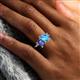 6 - Nadya Pear Shape Blue Topaz & Emerald Shape Iolite 2 Stone Duo Ring 