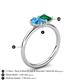 5 - Nadya Pear Shape Blue Topaz & Emerald Shape Emerald 2 Stone Duo Ring 