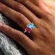 6 - Nadya Pear Shape Blue Topaz & Emerald Shape Ruby 2 Stone Duo Ring 