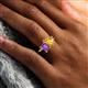 6 - Nadya Pear Shape Citrine & Emerald Shape Amethyst 2 Stone Duo Ring 