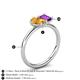 5 - Nadya Pear Shape Citrine & Emerald Shape Amethyst 2 Stone Duo Ring 