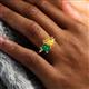 6 - Nadya Pear Shape Citrine & Emerald Shape Emerald 2 Stone Duo Ring 