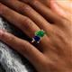 6 - Nadya Pear Shape Lab Created Emerald & Emerald Shape Blue Sapphire 2 Stone Duo Ring 