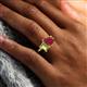 6 - Nadya Pear Shape Lab Created Ruby & Emerald Shape Peridot 2 Stone Duo Ring 