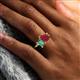 6 - Nadya Pear Shape Lab Created Ruby & Emerald Shape Lab Created Alexandrite 2 Stone Duo Ring 