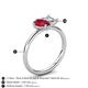 5 - Nadya Pear Shape Lab Created Ruby & Emerald Shape Forever One Moissanite 2 Stone Duo Ring 