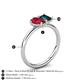 5 - Nadya Pear Shape Lab Created Ruby & Emerald Shape London Blue Topaz 2 Stone Duo Ring 