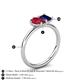 5 - Nadya Pear Shape Lab Created Ruby & Emerald Shape Blue Sapphire 2 Stone Duo Ring 